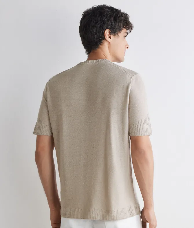 T-shirt motivo coste in lino e cotone