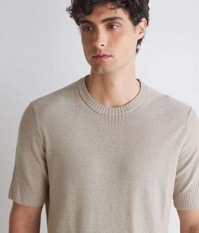 T-shirt motivo coste in lino e cotone
