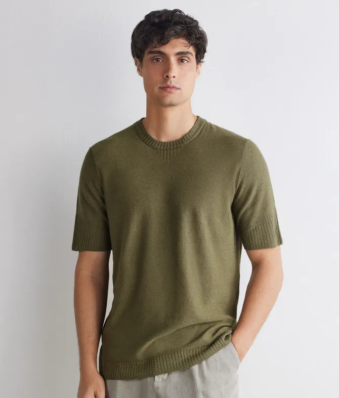 T-shirt motivo coste in lino e cotone