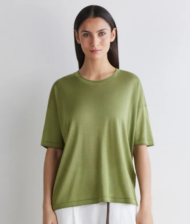 T-shirt over in Cashmere Silkfine