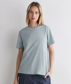 T-shirt piquet in cotone e seta