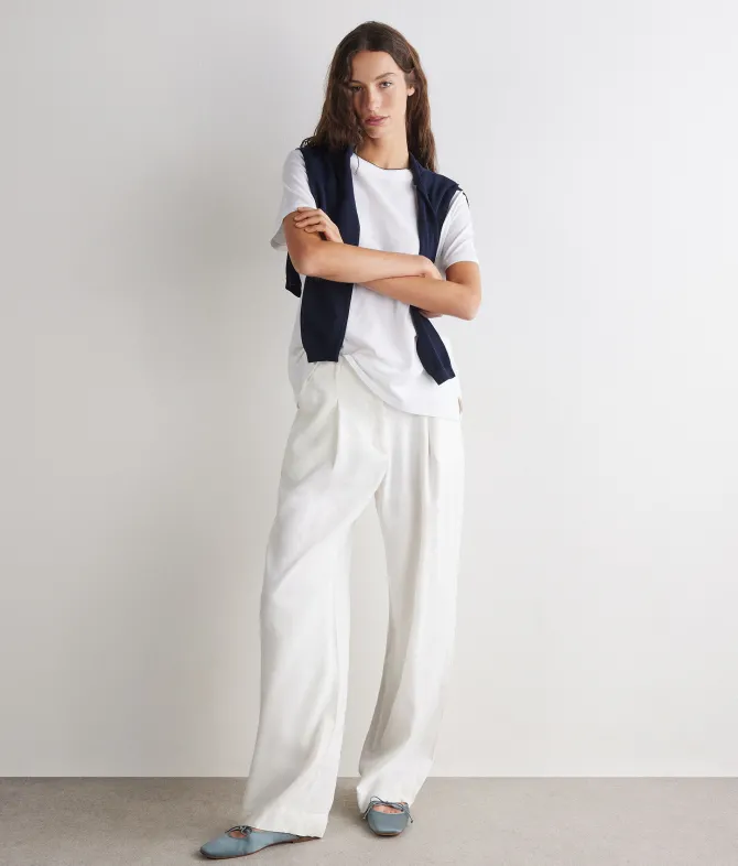 T-shirt piquet in cotone e seta