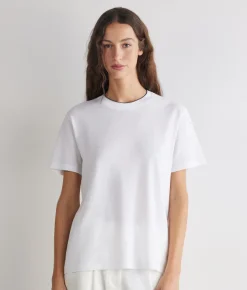 T-shirt piquet in cotone e seta