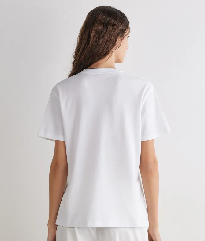 T-shirt piquet in cotone e seta