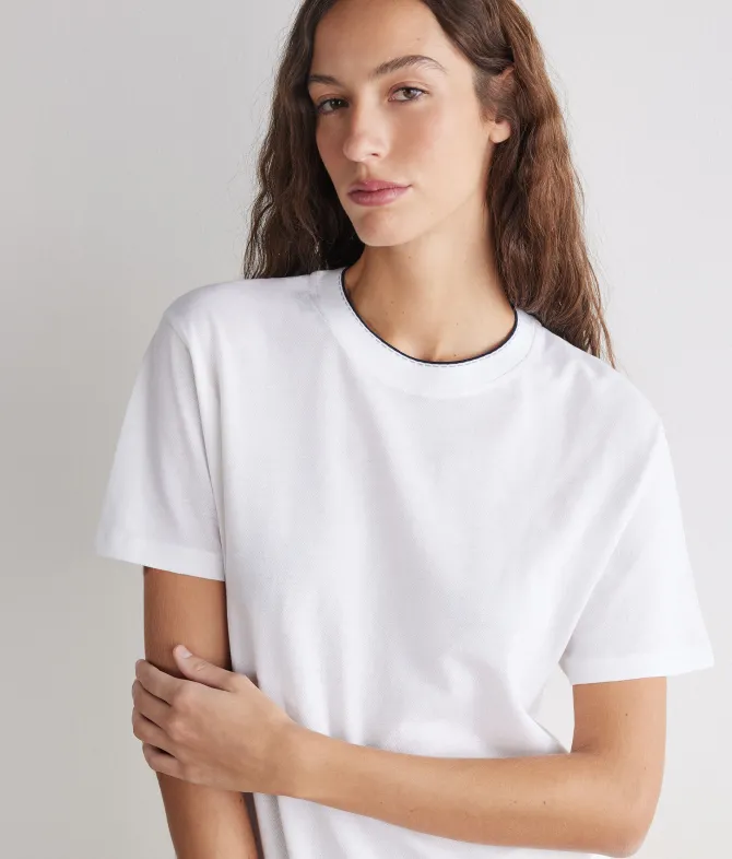 T-shirt piquet in cotone e seta