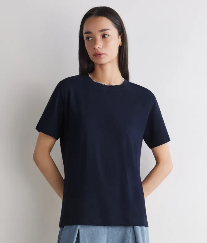 T-shirt piquet in cotone e seta