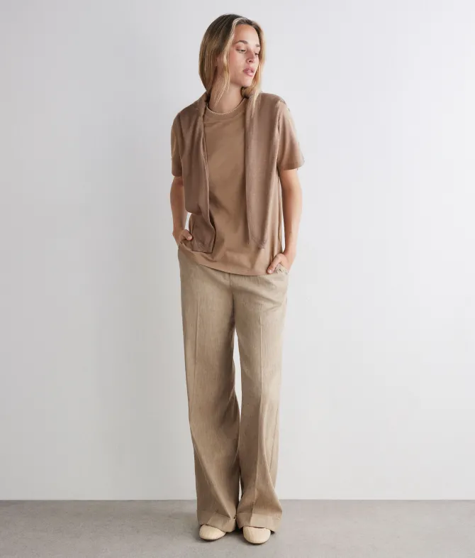 T-shirt piquet in cotone e seta