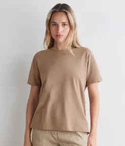 T-shirt piquet in cotone e seta