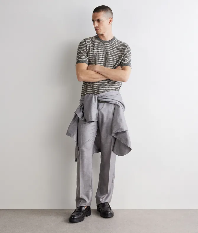 T-shirt rigata in cotone lino