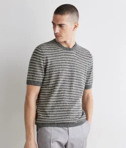 T-shirt rigata in cotone lino