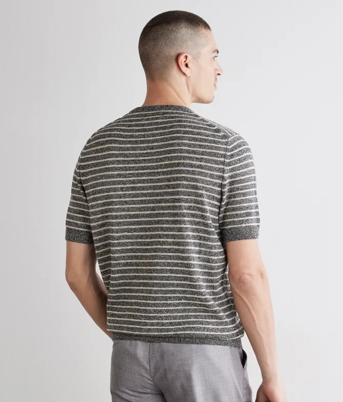 T-shirt rigata in cotone lino