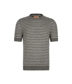 T-shirt rigata in cotone lino