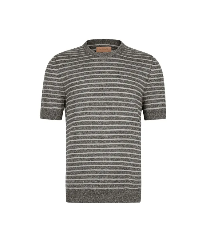 T-shirt rigata in cotone lino