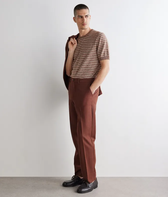 T-shirt rigata in cotone lino