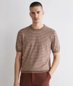T-shirt rigata in cotone lino