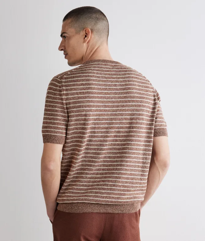 T-shirt rigata in cotone lino