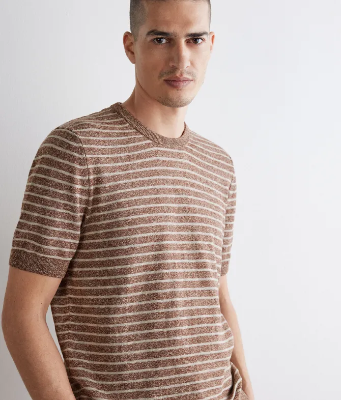T-shirt rigata in cotone lino